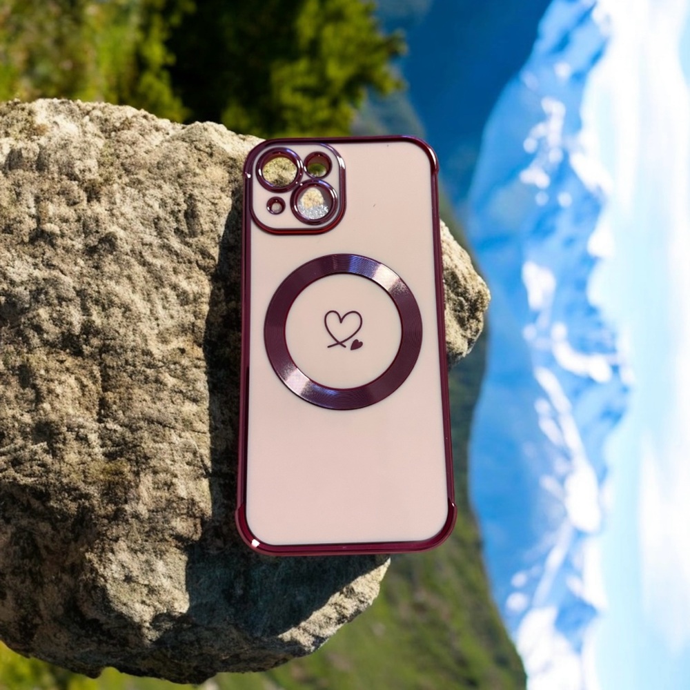 Heart Design Phone 15 Case in Cream and Purple